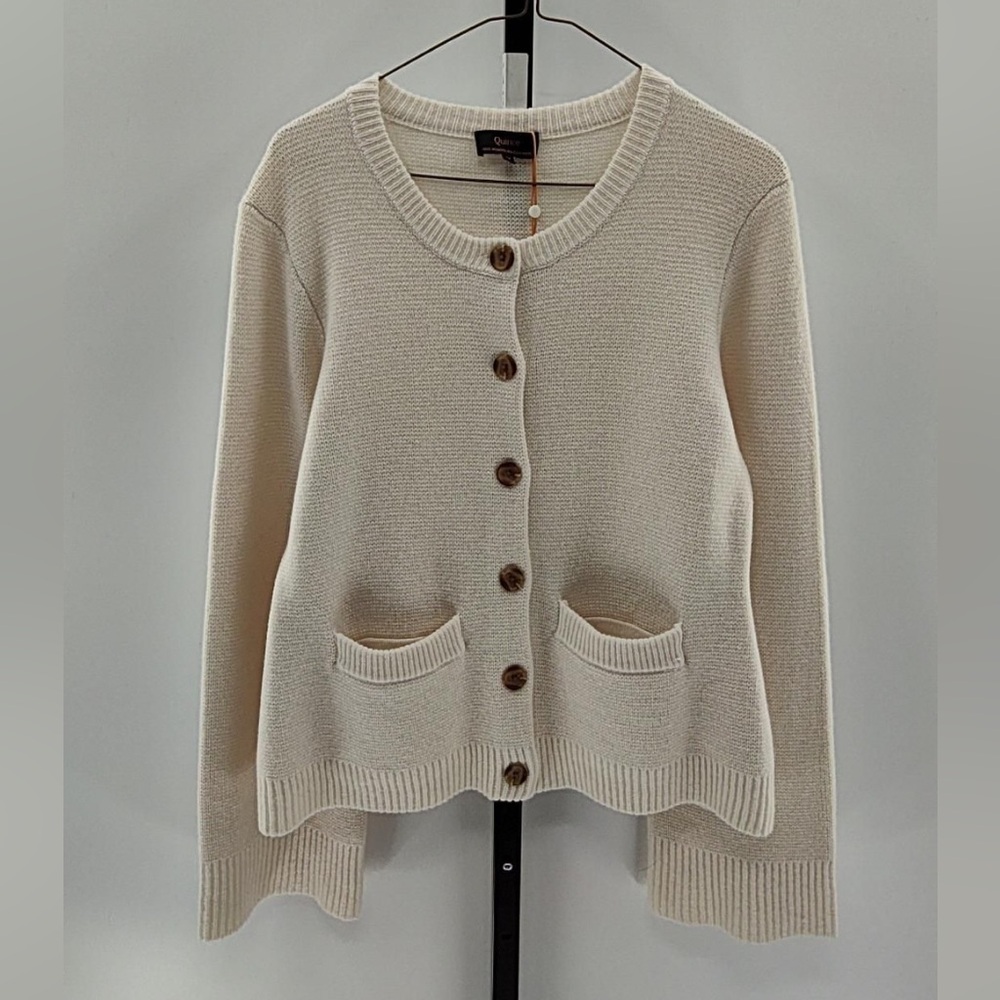 Quince Women‎ Mongolian Cashmere Structured Cardigan Ivory Small - Picture 12 of 12